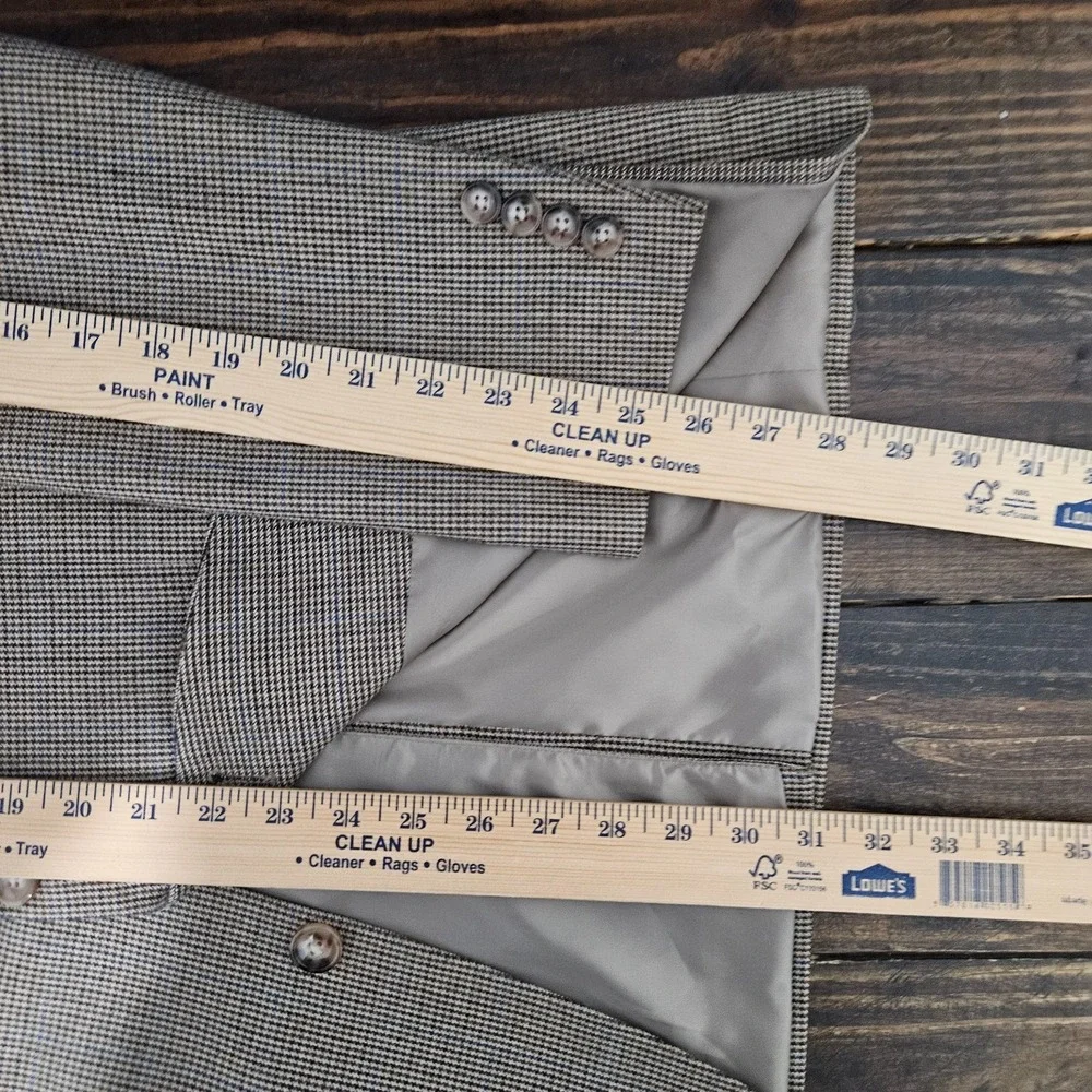 Chaps Men's Sport Coat Blazer Two Button Brown‎ Houndstooth Poly Blend Sz 42L